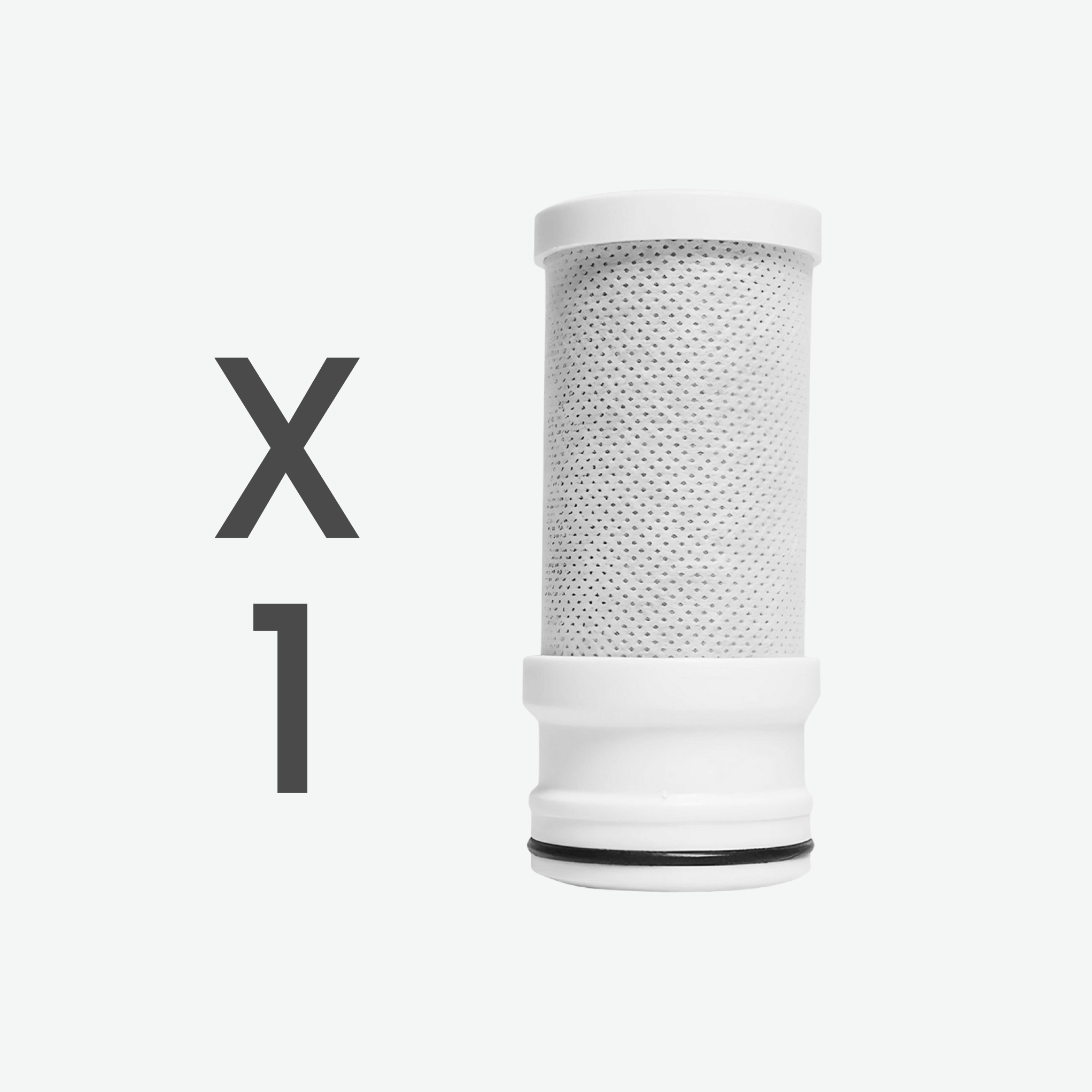 Single Evolved H2O tap filter replacement cartridge on a white background