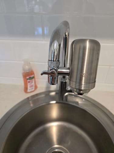 Customer photo of the Evolved H2O tap filter fitted by Fenny T.