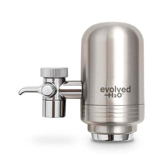 Evolved H2O stainless steel tap water filter for kitchen faucet filtration