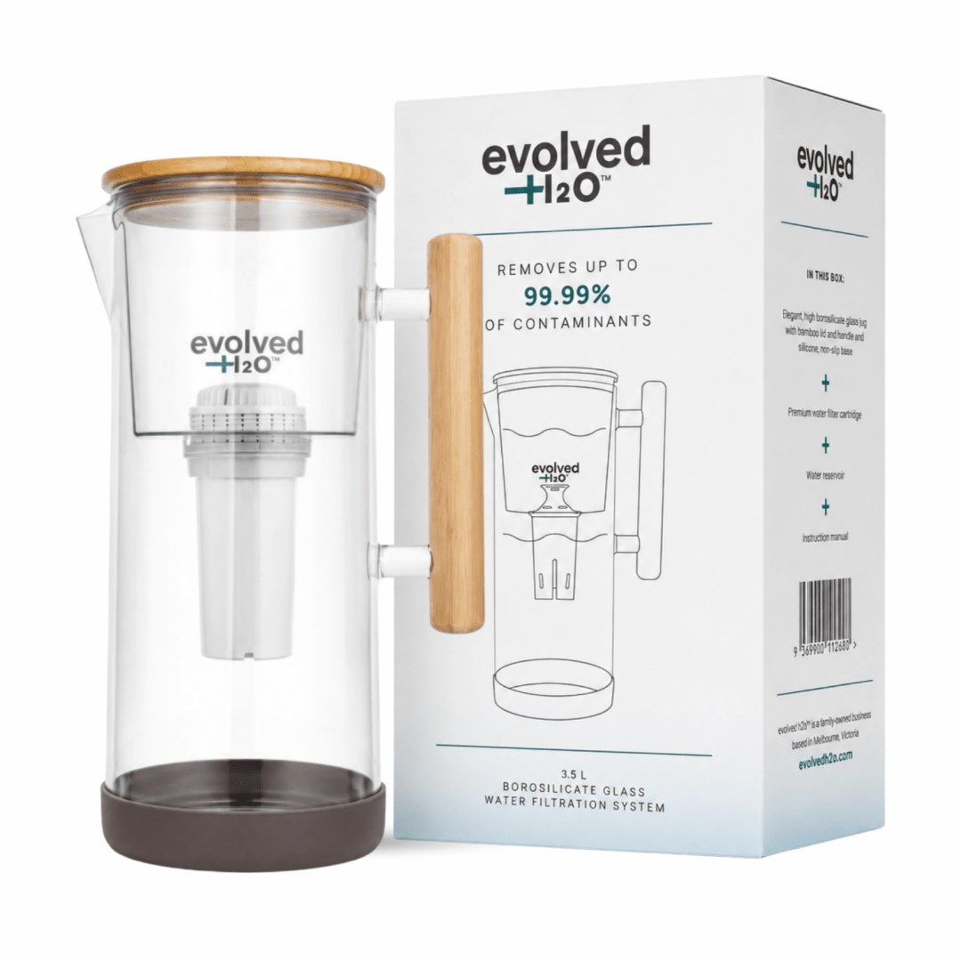 Evolved H2O™ Glass Water Filter Jug