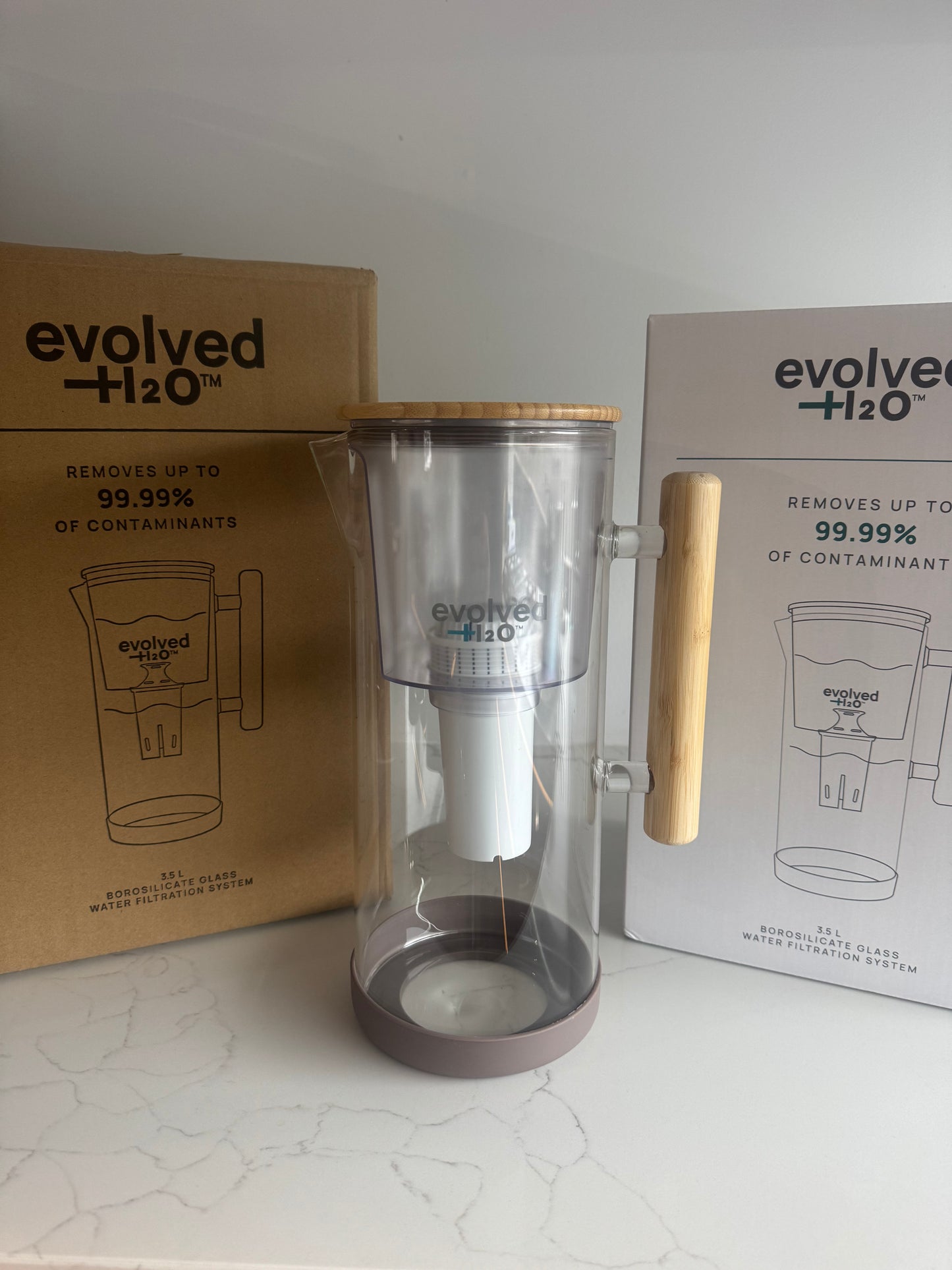 Evolved H2O™ Glass Water Filter Jug