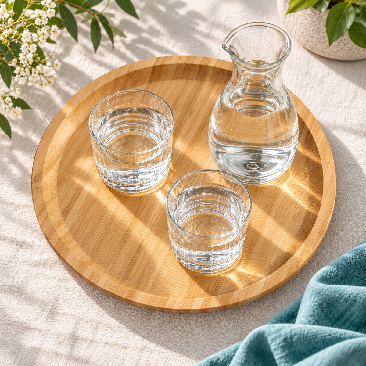Evolved H2O™ Handmade Round Bamboo Tray