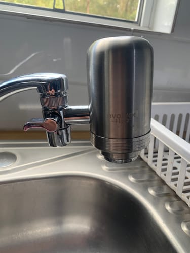 Customer photo of the Evolved H2O tap filter fitted by James C.