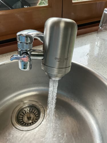 Customer photo of the tap filter fitted to a tap