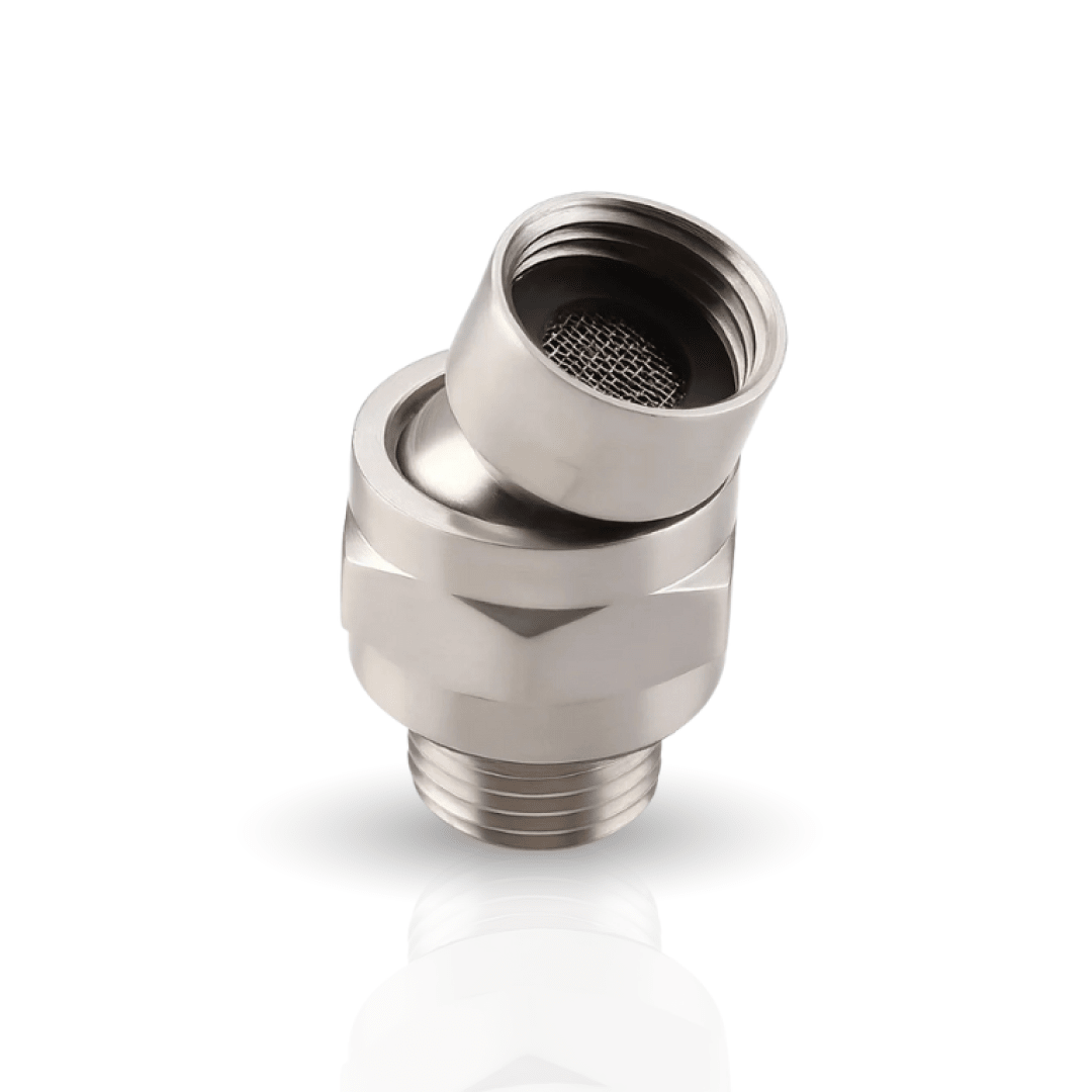 Stainless steel swivel ball adapter for connecting an Evolved H2O shower filter to a compatible shower fitting