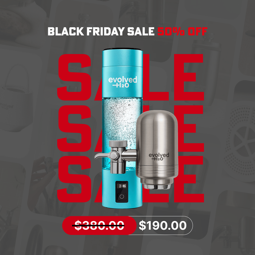 Evolved H2O The Ultimate Hydration System Blue Hydrogen: Pro Bottle & Tap Filter