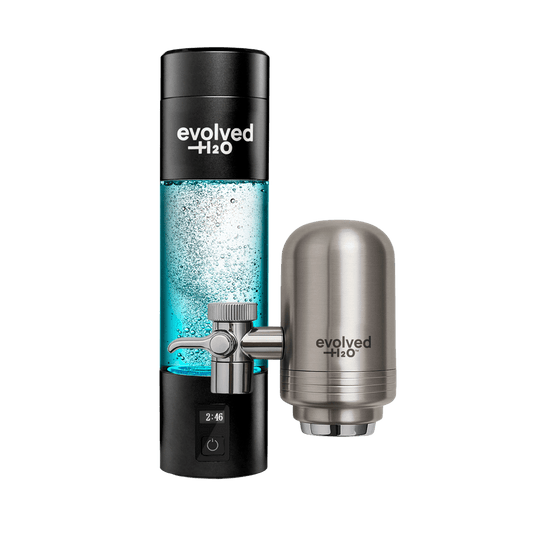Black Evolved H2O Hydrogen: Pro Bottle & Tap Filter